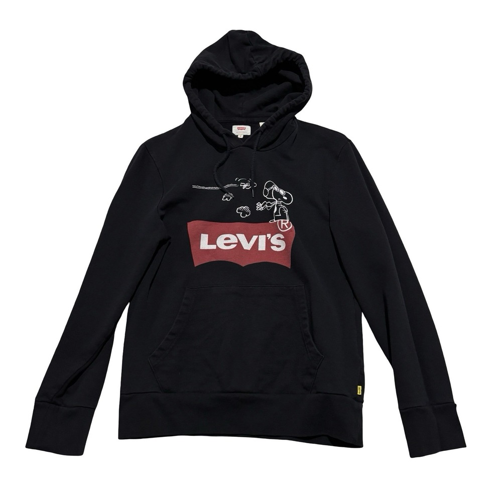 Levi's x Peanuts Snoopy Joe Hoodie Pullover Black Big E Size Small 19 x 26